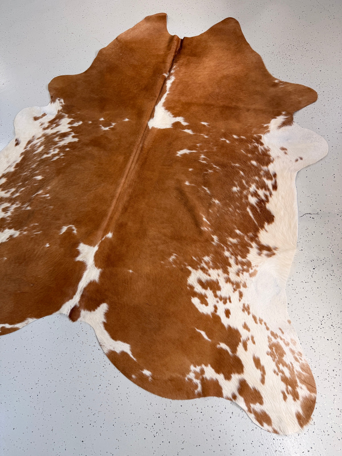 Brown and White Cowhide Rug, hide #112, 198 x 220cm