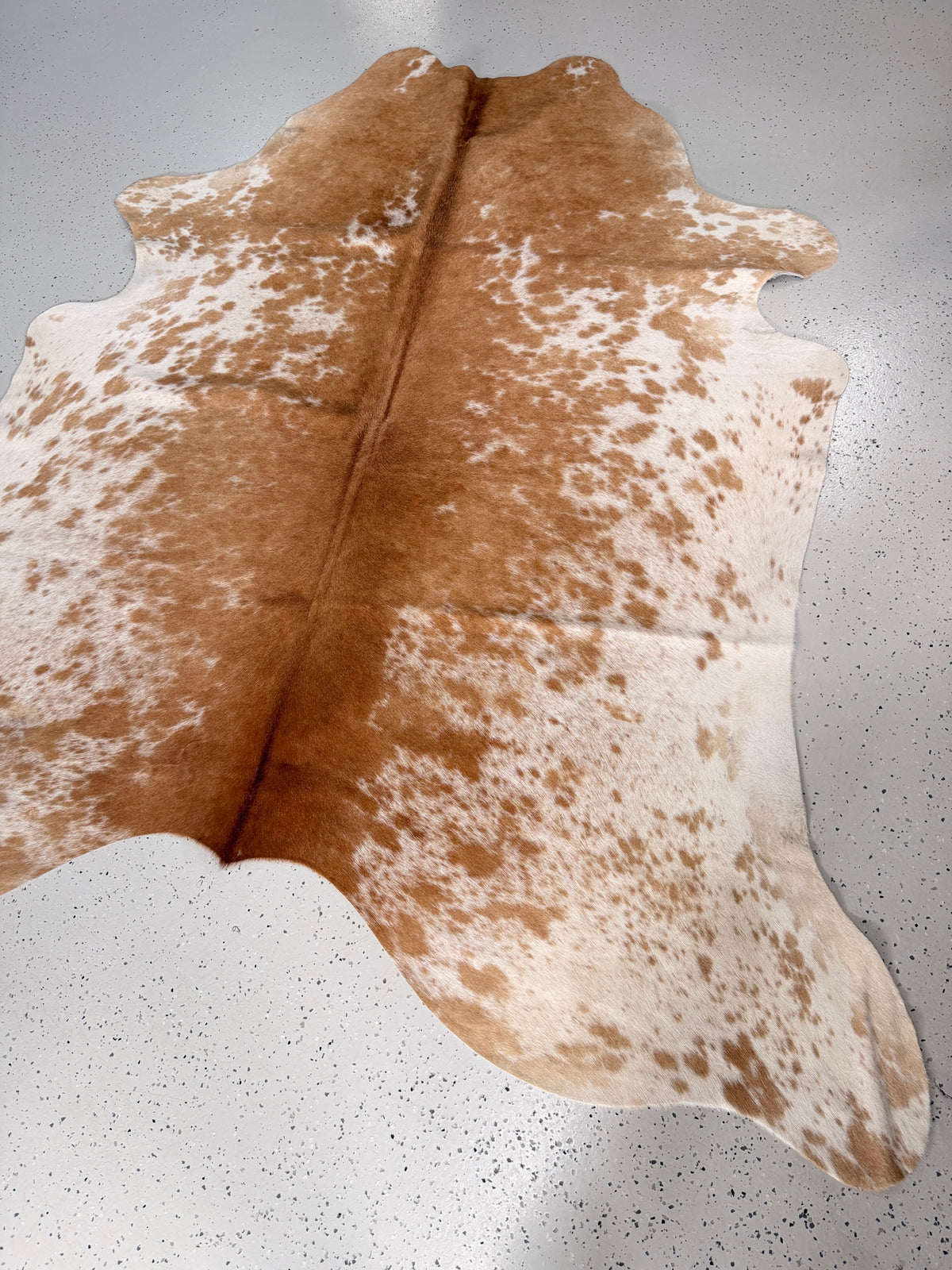 Brown and White Cowhide Rug, hide #265, 194 x 203cm