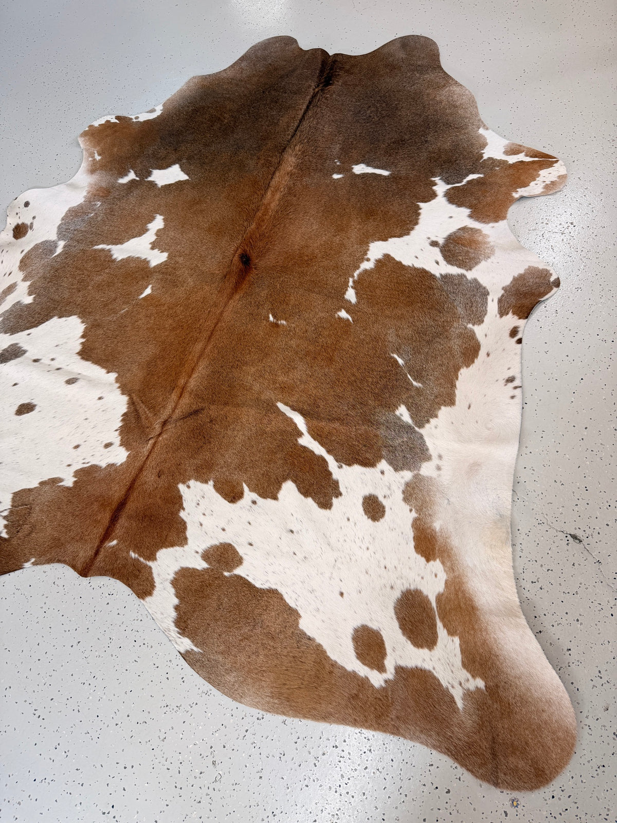 Brown and White Cowhide Rug, hide #172, 198 x 208cm