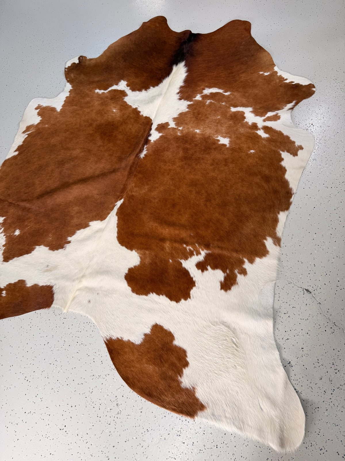 Brown and White Cowhide Rug, hide #225, 191 x 215cm