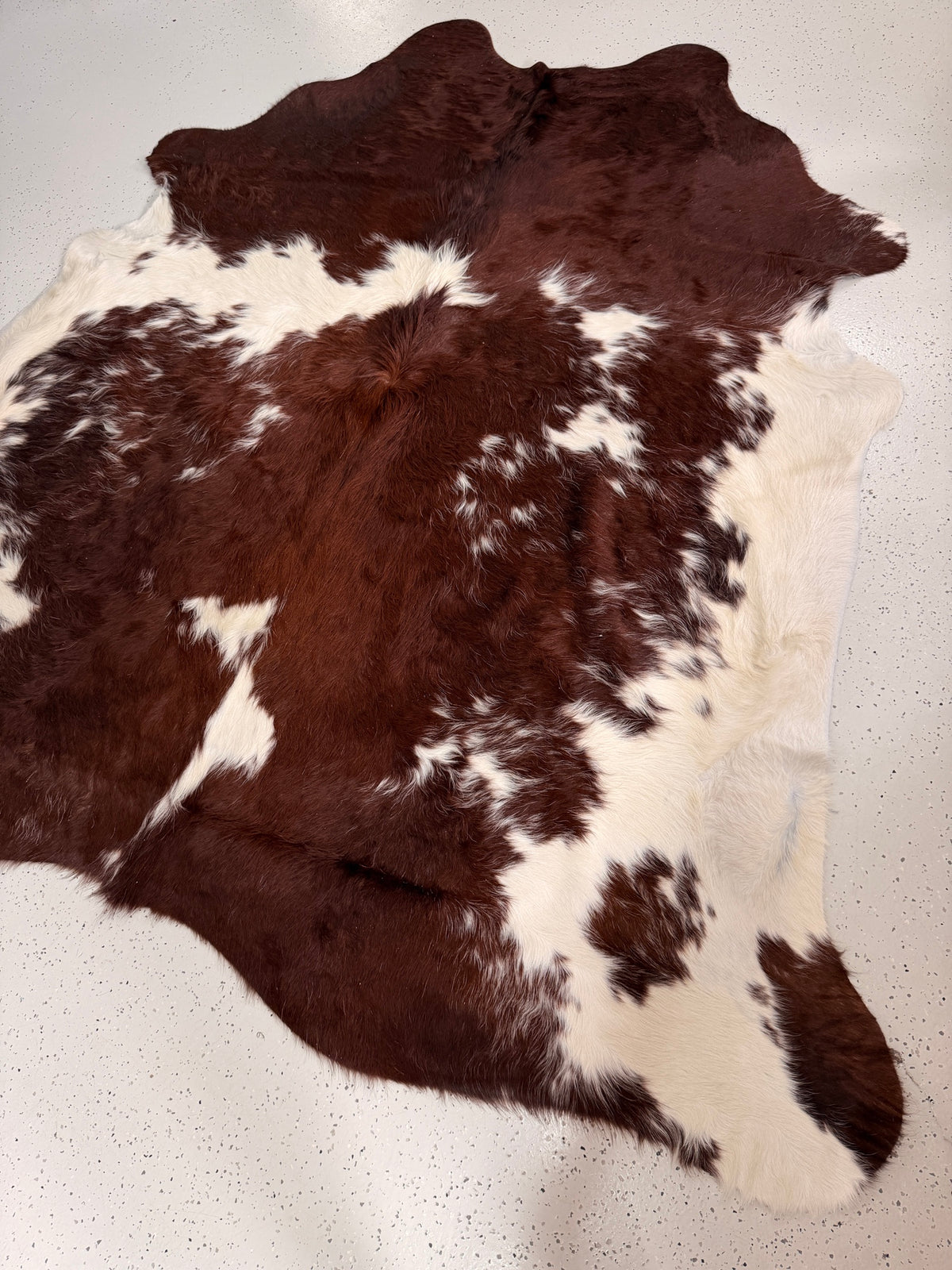 Brown and White Cowhide Rug, hide #270, 212 x 218cm