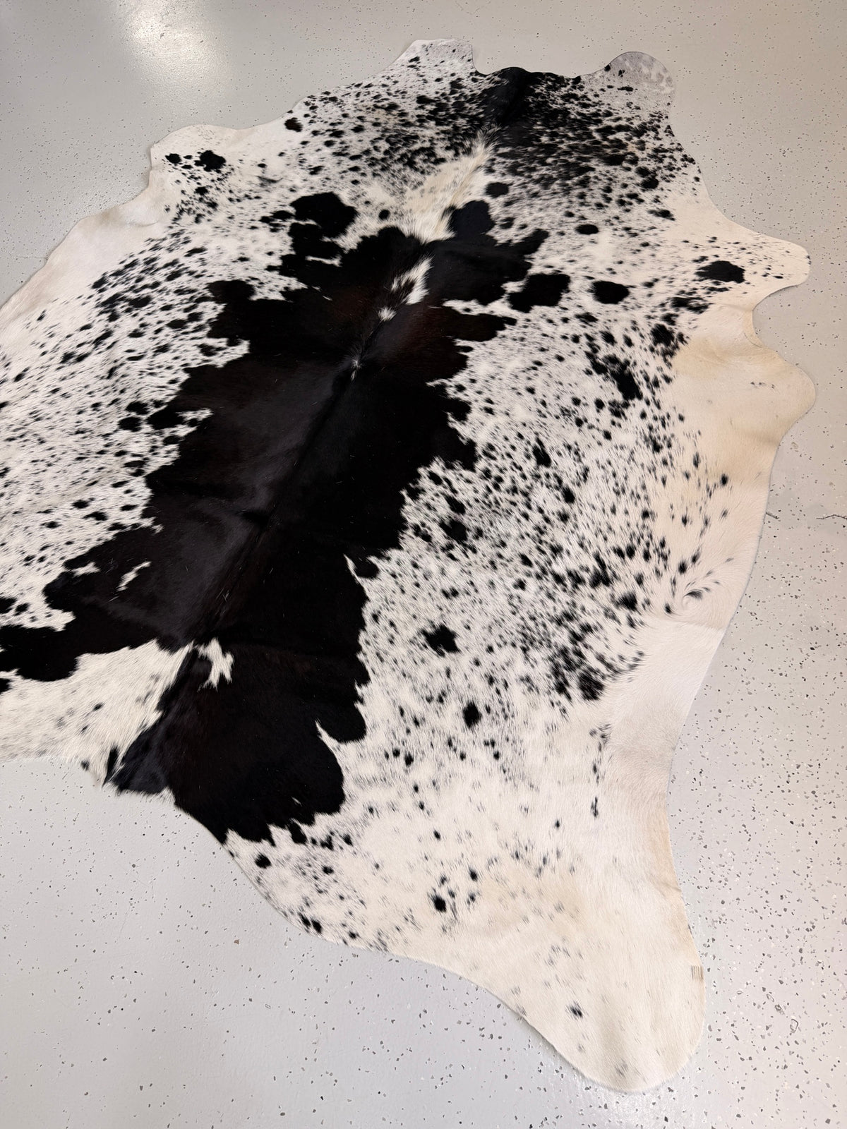 Salt and Pepper Black Cowhide Rug, hide #157, 187 x 205cm