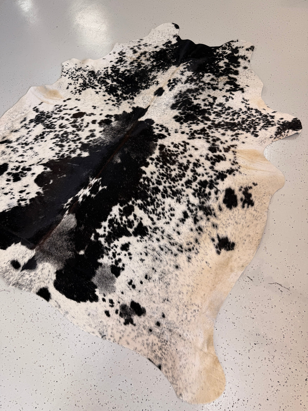 Salt and Pepper Black Cowhide Rug, hide #241, 187 x 205cm