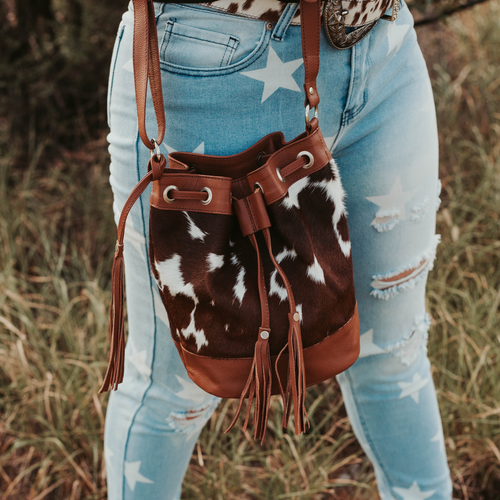 Sts cowhide 2025 bucket bag