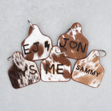 5 PACK Cattle Tag Shape Cowhide Keychain