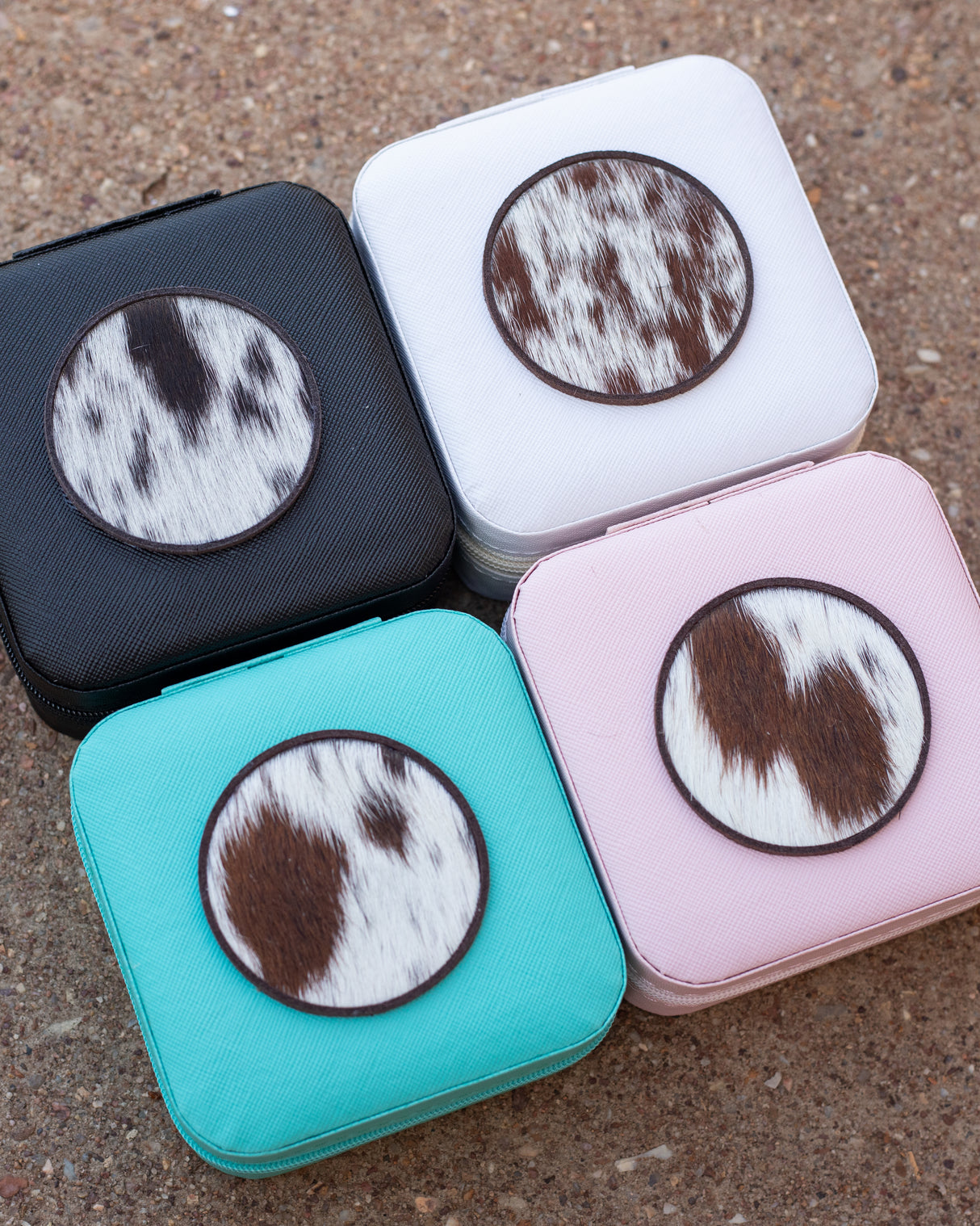 Cowhide Jewellery Box - Round