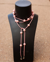 Beaded Suede Necklace - Pink/Pink