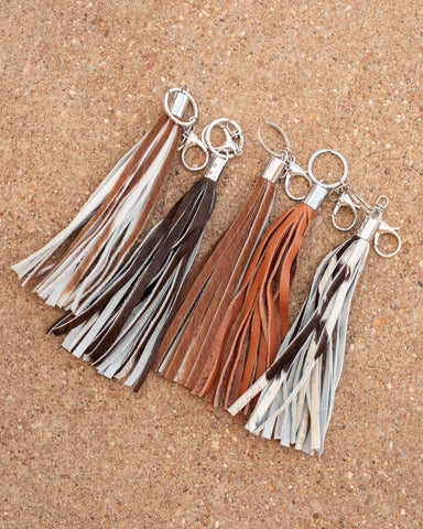 Cowhide Tassel Keychain