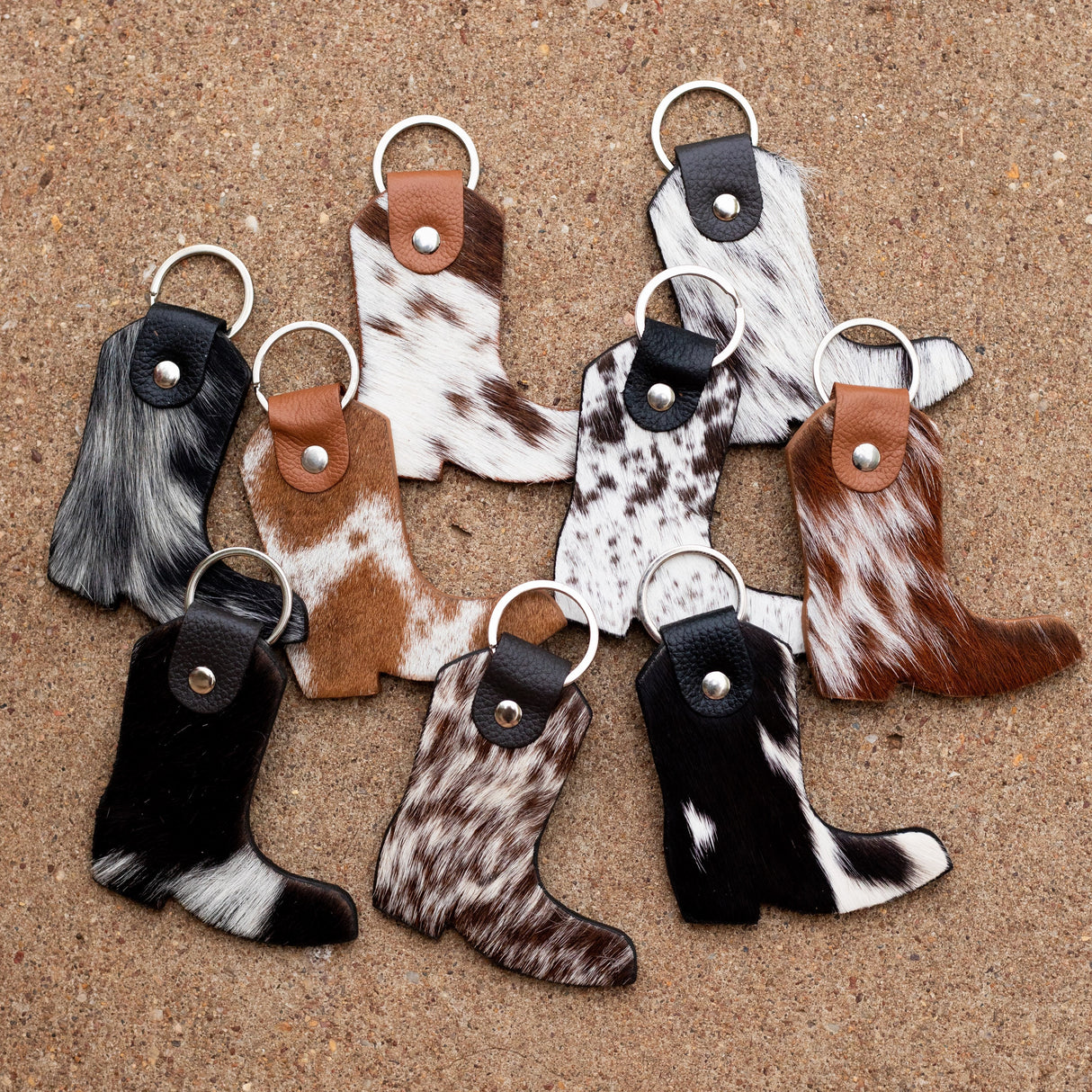 SINGLE Boot Shape Cowhide Keychain