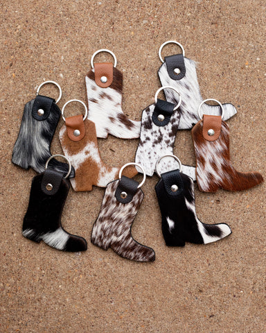 SINGLE Boot Shape Cowhide Keychain
