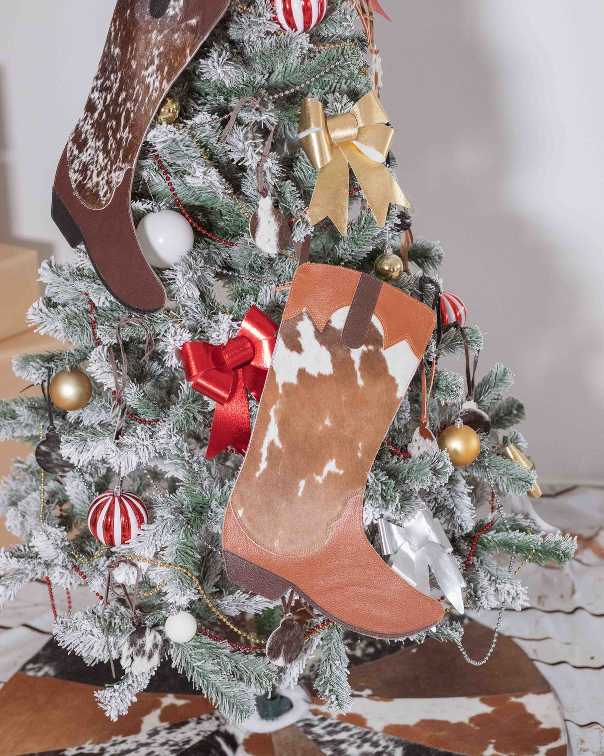 Cowboy Boot Christmas Stocking -  Cowhide
