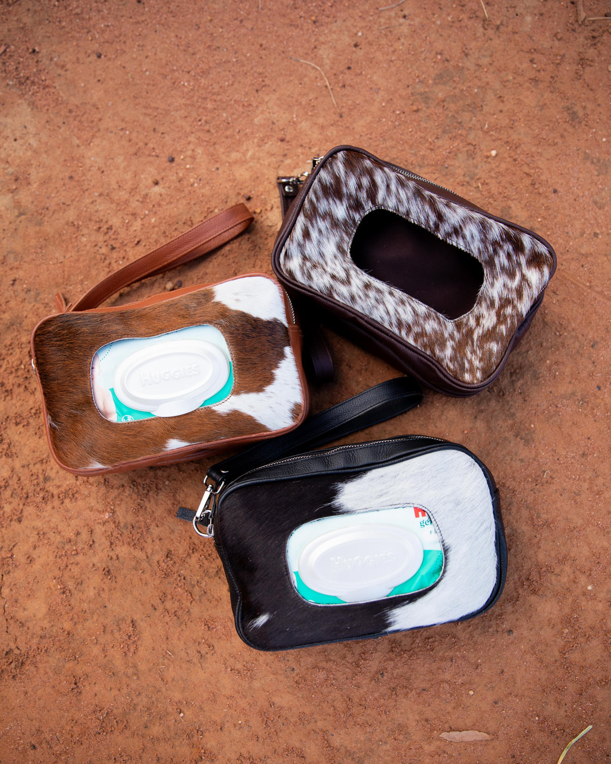 Betsy Cowhide Leather Baby Wipe Clutch/Pouch