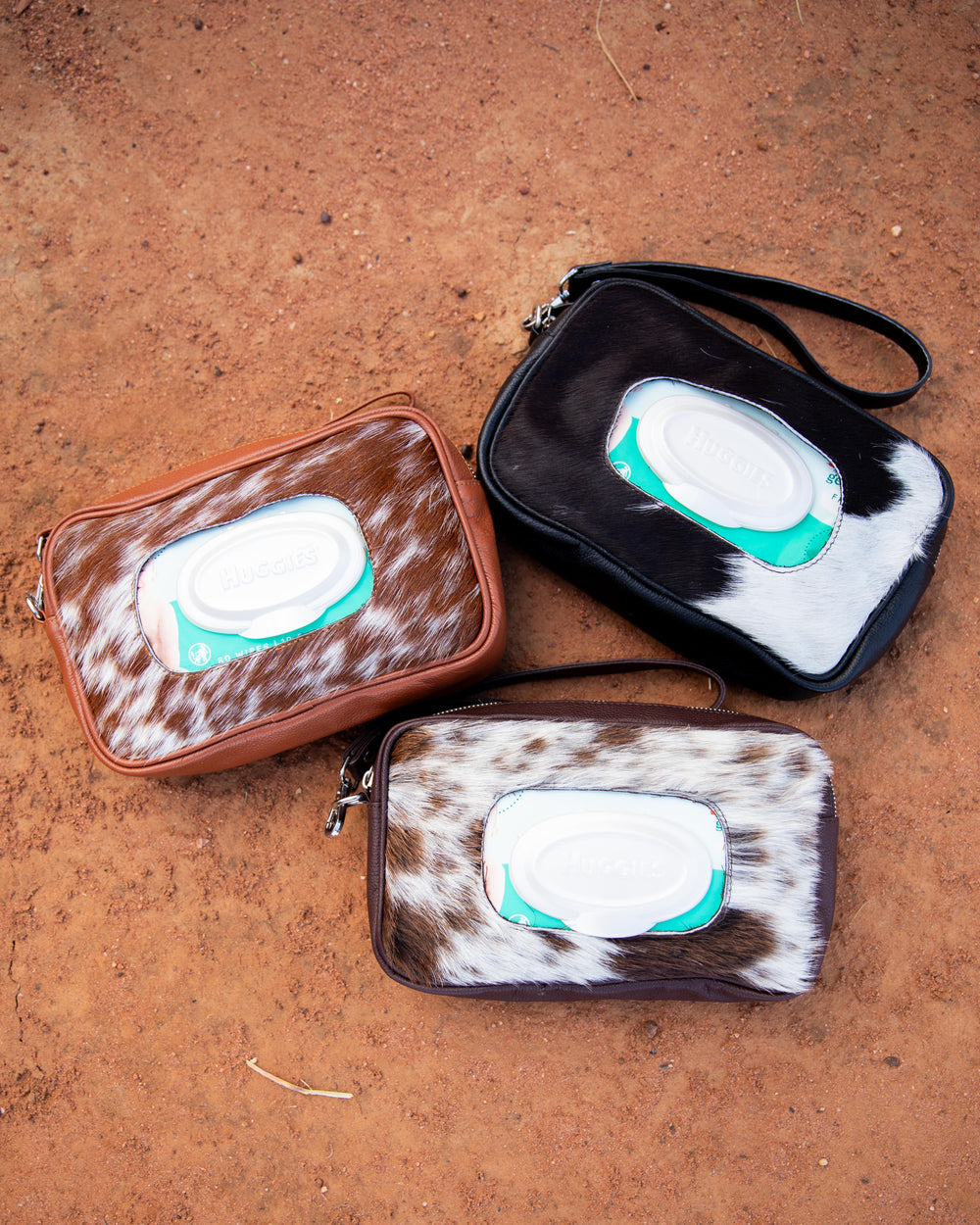 Betsy Cowhide Leather Baby Wipe Clutch/Pouch