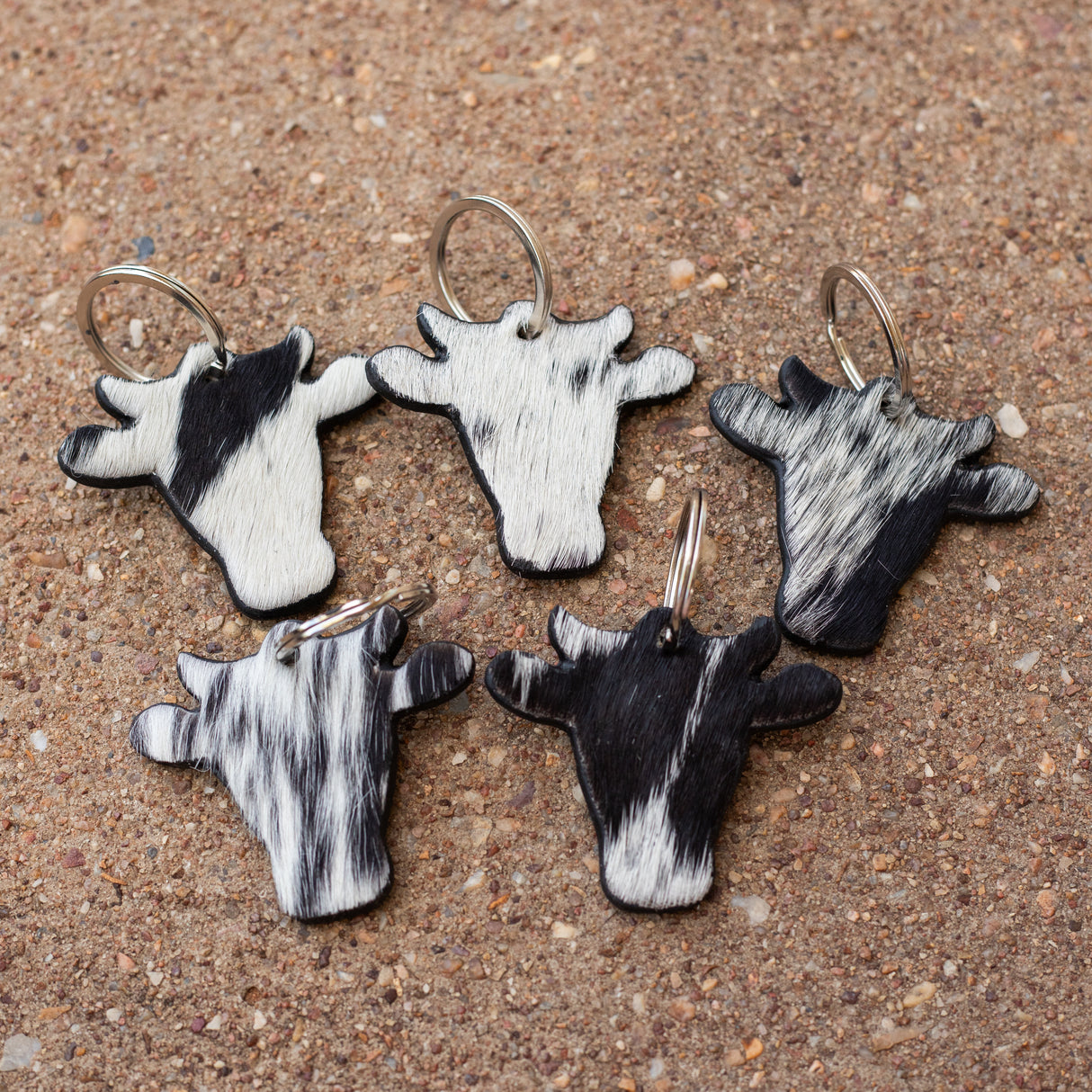 SINGLE Cow Head Shape Cowhide Keychain