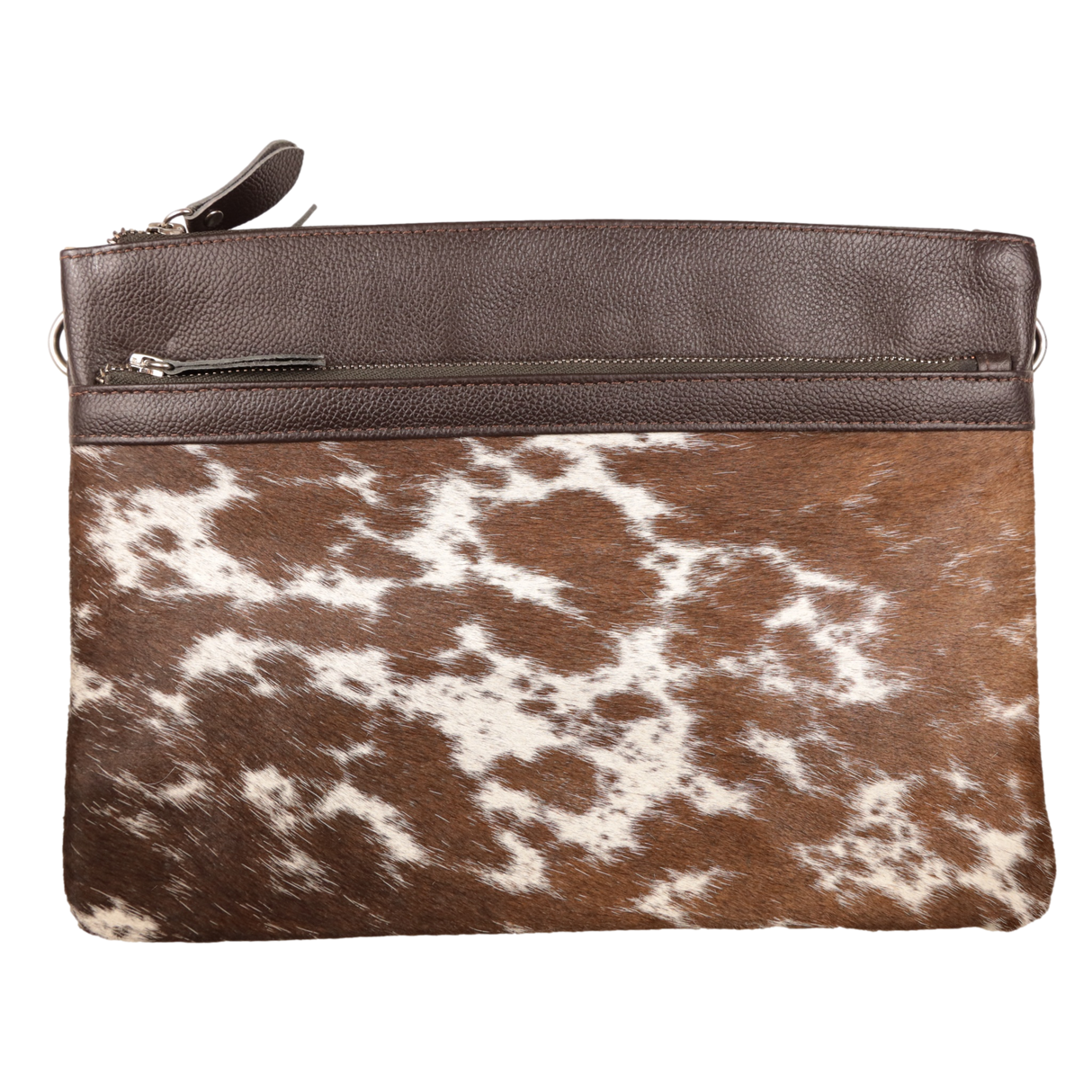 India Cowhide Leather Handbag - Dark Brown