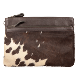 India Cowhide Leather Handbag - Dark Brown