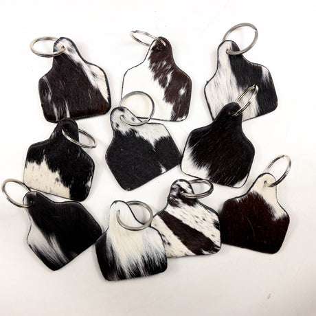 Standard Cowhide Cattle Tag Keychain