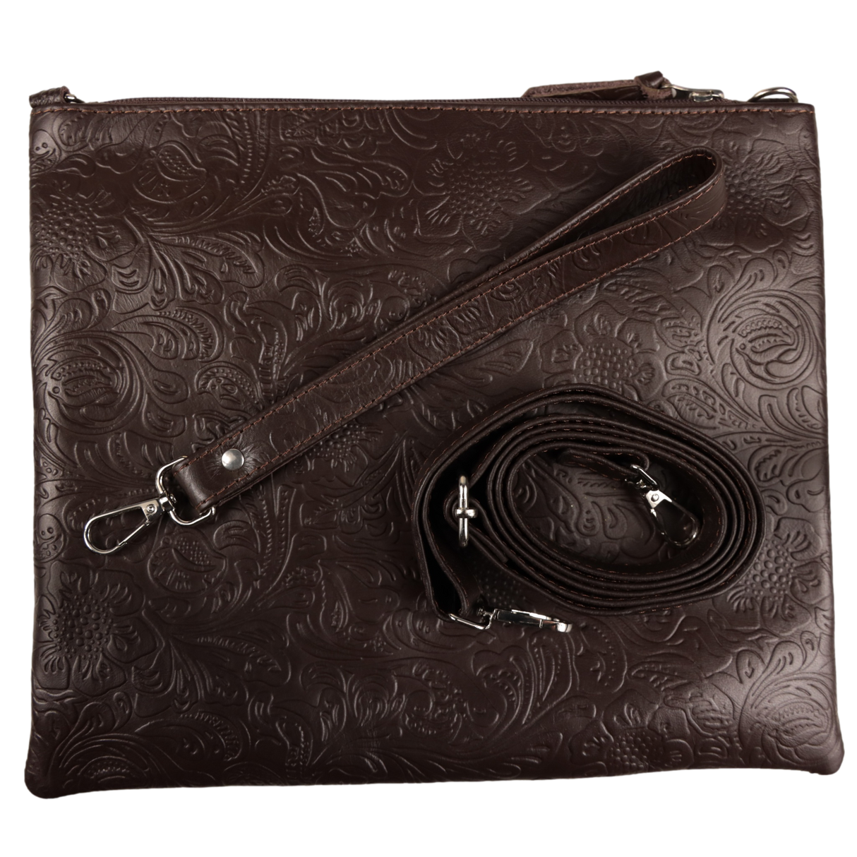 Fern Jumbo Clutch/Handbag - Embossed Dark Brown