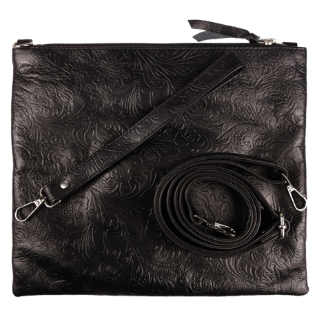 Fern Jumbo Clutch/Handbag - Embossed Black