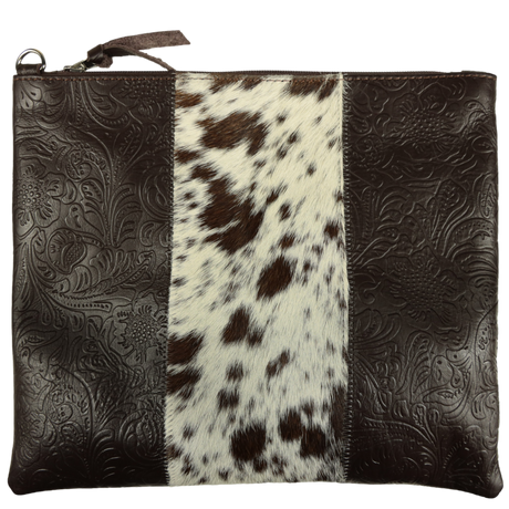 Fern Jumbo Clutch/Handbag - Embossed Dark Brown