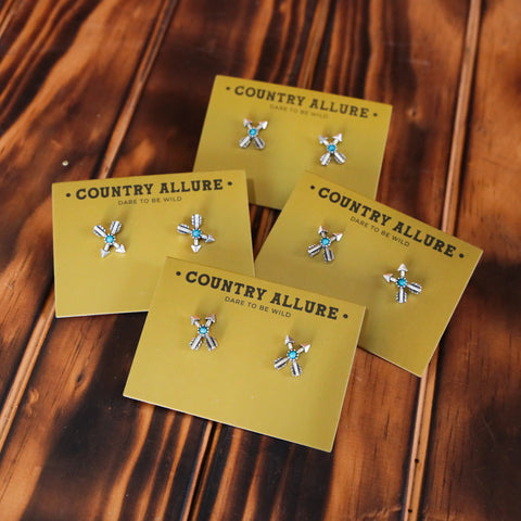 Turquoise Stud - Cross Arrow