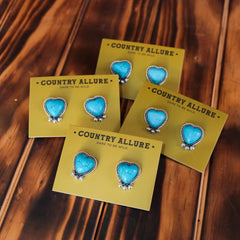 Turquoise Stud - Starburst Heart