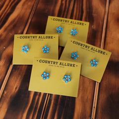 Turquoise Stud - Tiny Cluster