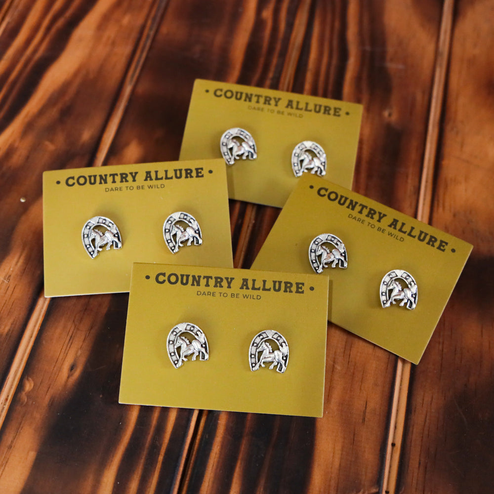 Silver Stud - Horse In Horseshoe