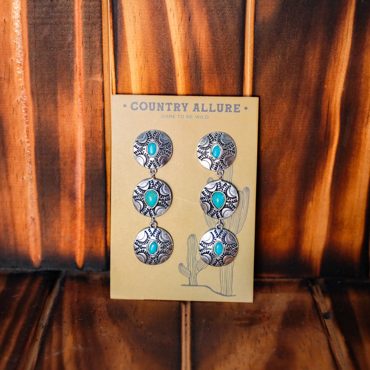 Turquoise Dangle Earring - Drop Concho