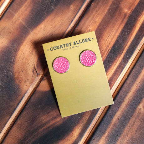 Cowhide Studs - Pink Leather