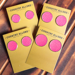 Cowhide Studs - Pink Leather