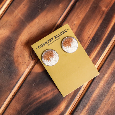 Cowhide Studs - Tan/White Patch
