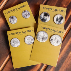 Cowhide Studs - Black/White