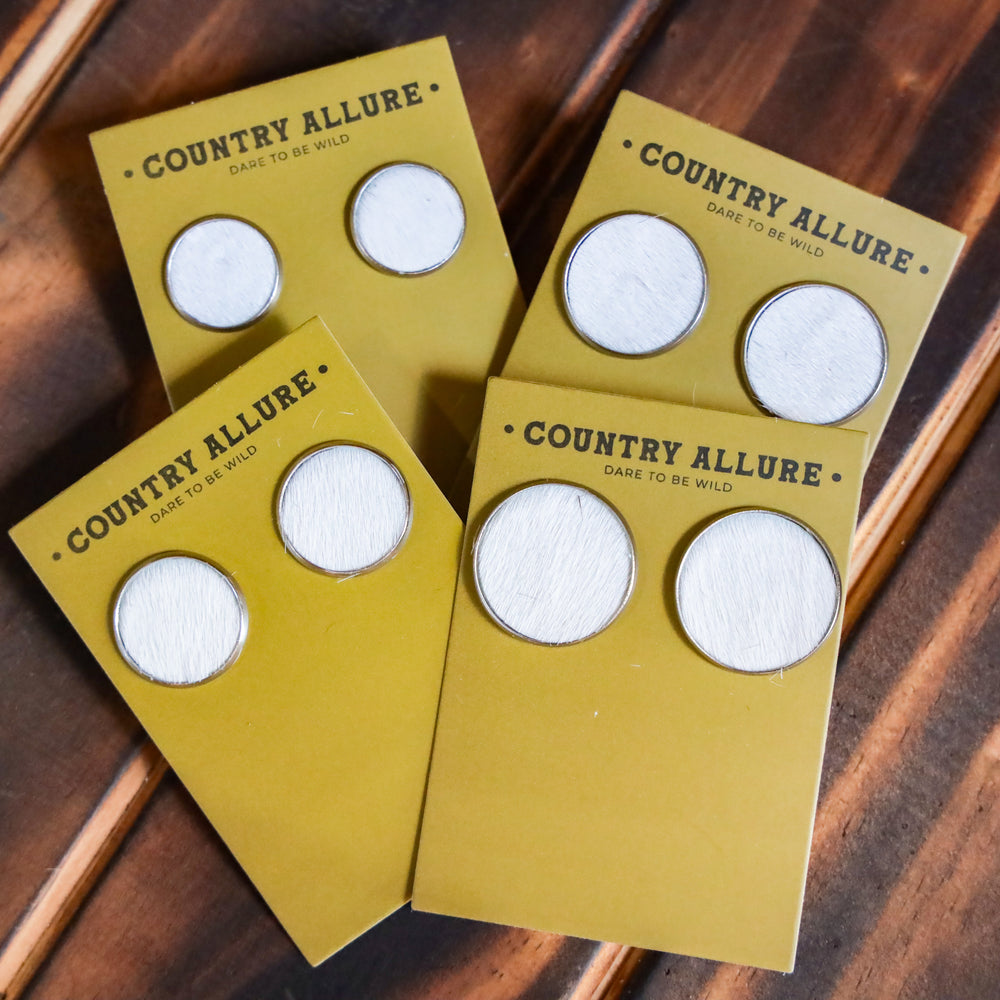 Cowhide Studs - White