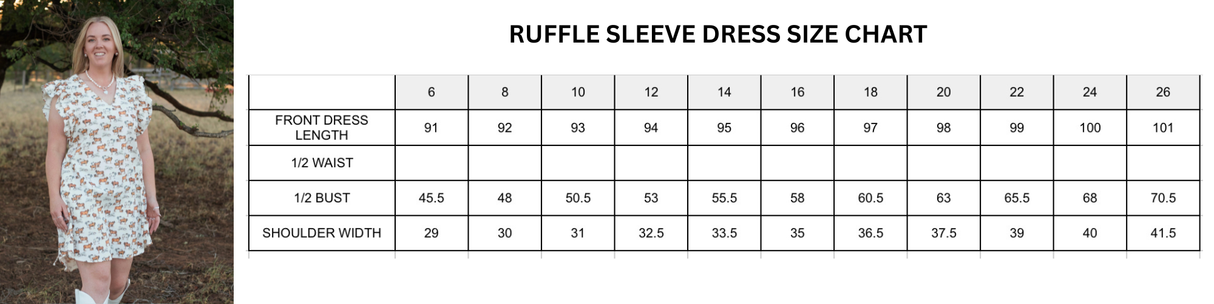 PRE SALE - Ruffle Sleeve Dress - Brahman Collection