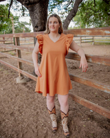 Ruffle Sleeve Dress - Brahman Brown Collection