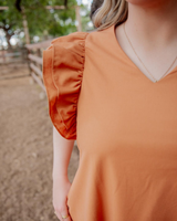 Ruffle Sleeve Dress - Brahman Brown Collection