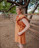 Ruffle Sleeve Dress - Brahman Brown Collection