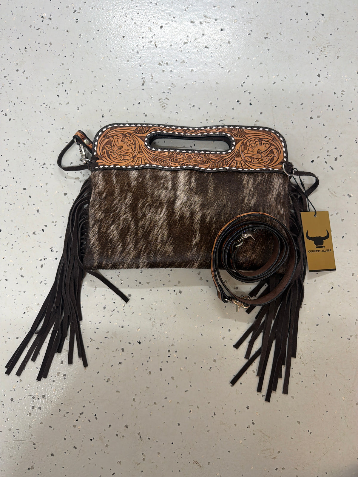 DENI Seconds | Kimberley Tooled Leather Tassel Handbag #3