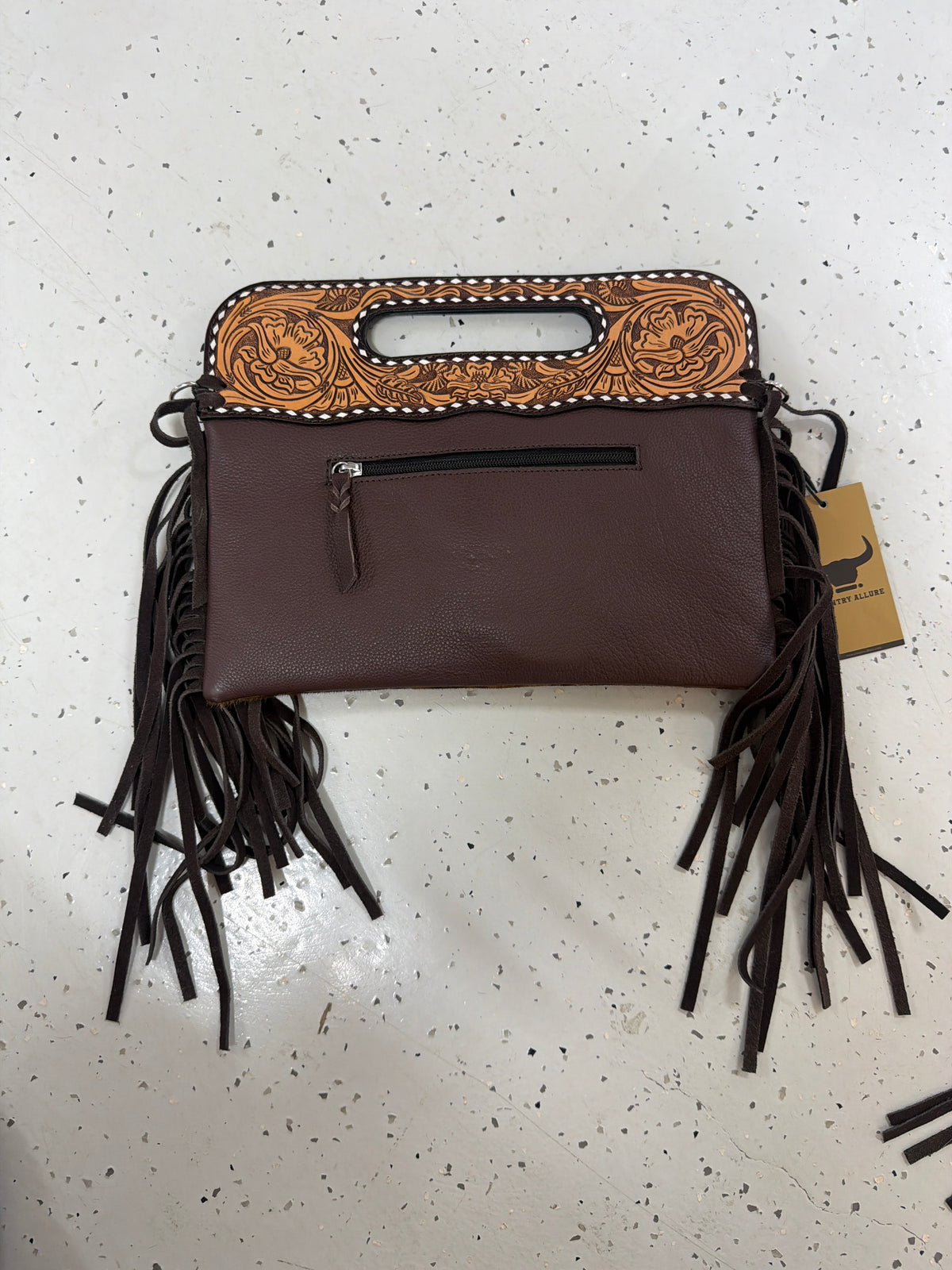 DENI Seconds | Kimberley Tooled Leather Tassel Handbag #2