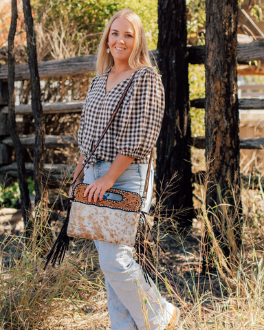 Kimberley Tooled Leather Tassel Handbag