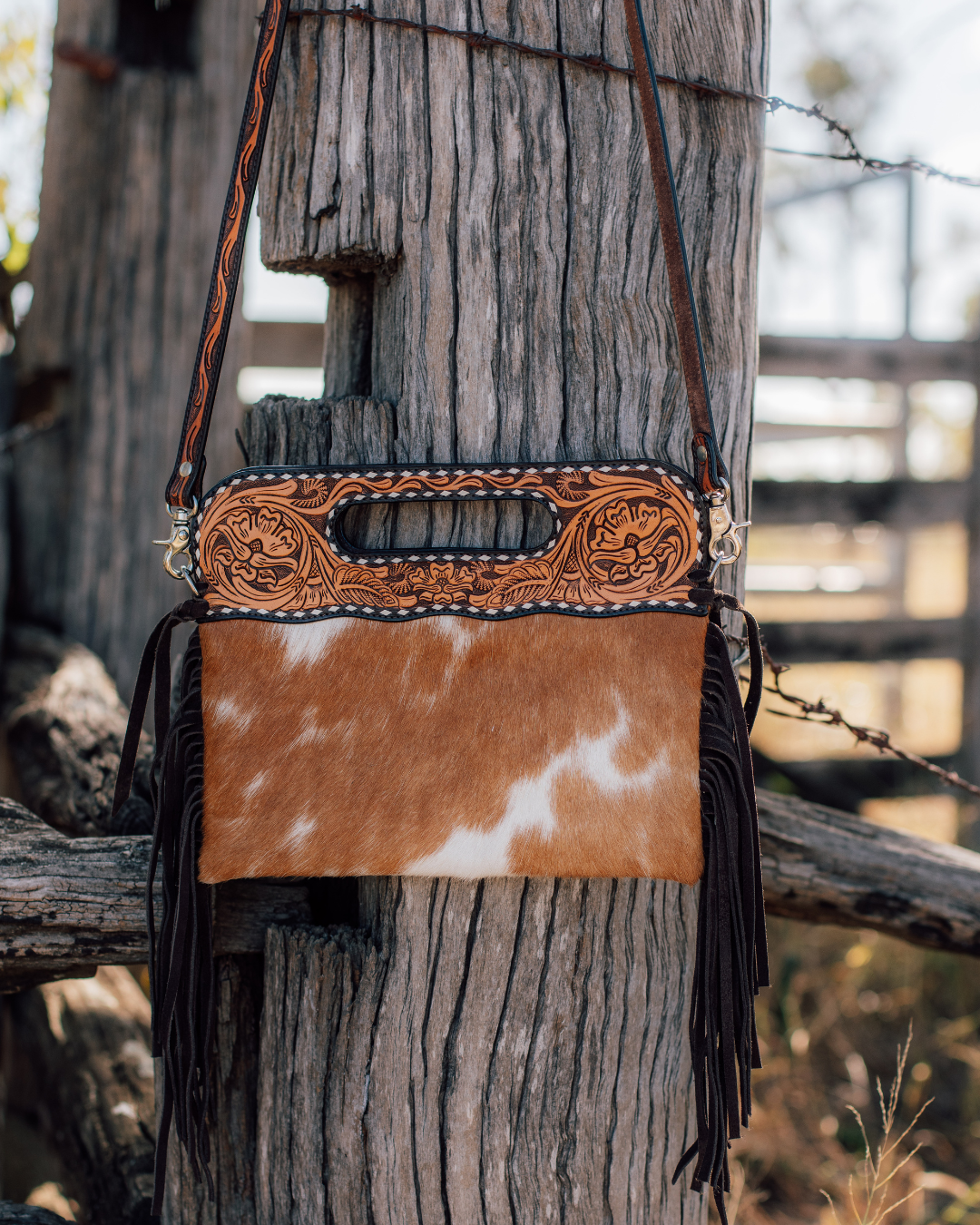 Kimberley Tooled Leather Tassel Handbag