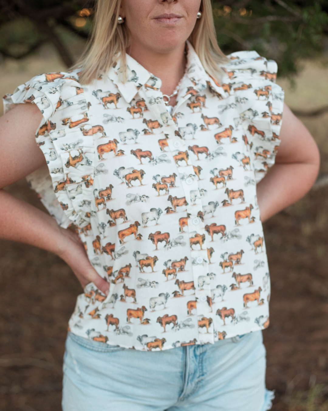 PRE SALE - Ruffle Sleeve Top - Brahman Collection