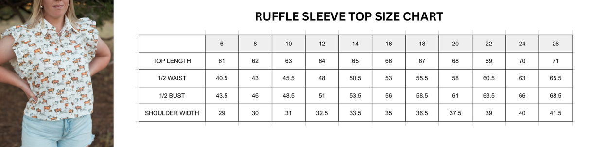 PRE SALE - Ruffle Sleeve Top - Brahman Collection