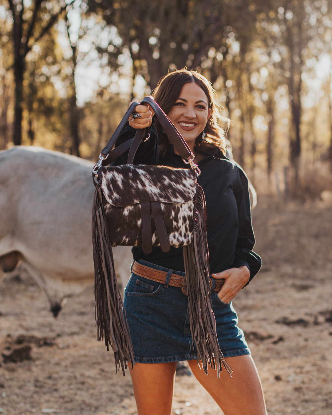Aria Tassel Cowhide Handbag