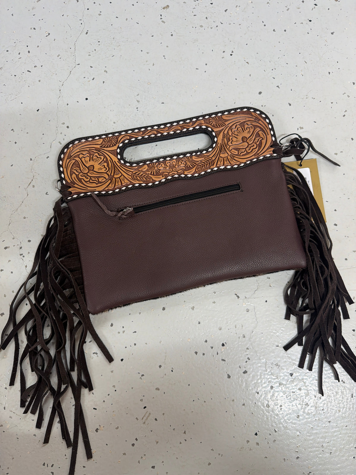 DENI Seconds | Kimberley Tooled Leather Tassel Handbag #1
