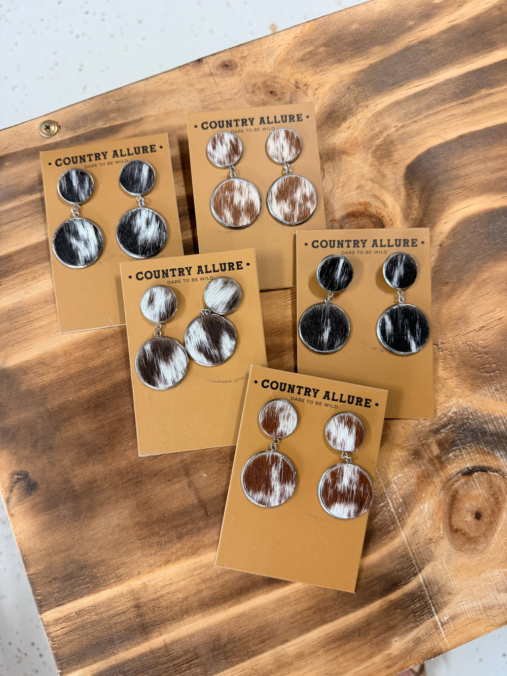 DENI Seconds | Cowhide Dangle Earrings - Random Selection