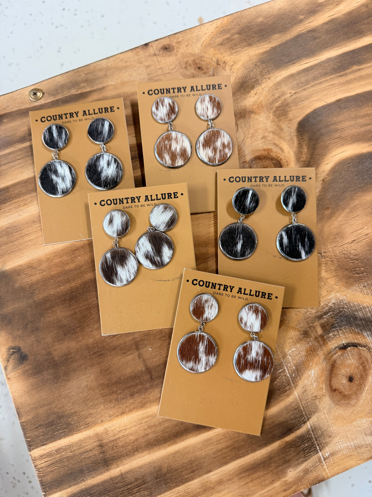 DENI Seconds | Cowhide Dangle Earrings - Random Selection