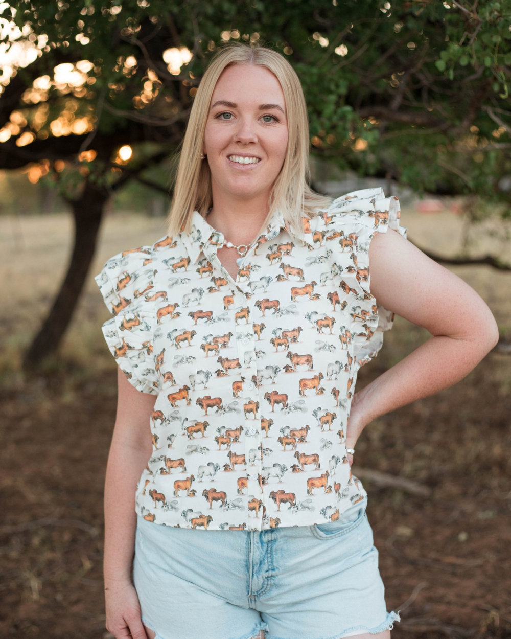 Ruffle Sleeve Top - Brahman Collection