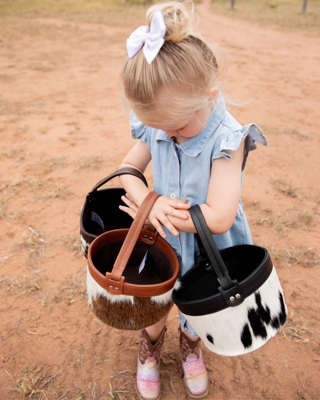 PRE SALE - Cowhide Basket - PRE SALE